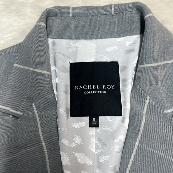 Rachel Roy Windowpane Women's Gray Plaid Blazer - Picture 5 of 9